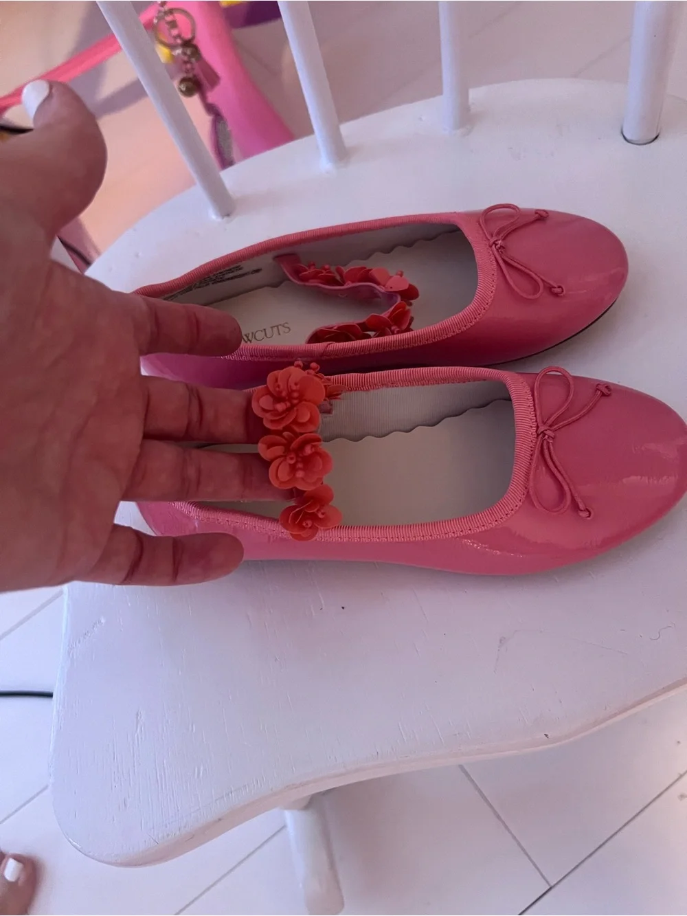 Crewcuts Coral Floral Strap Ballet Flats